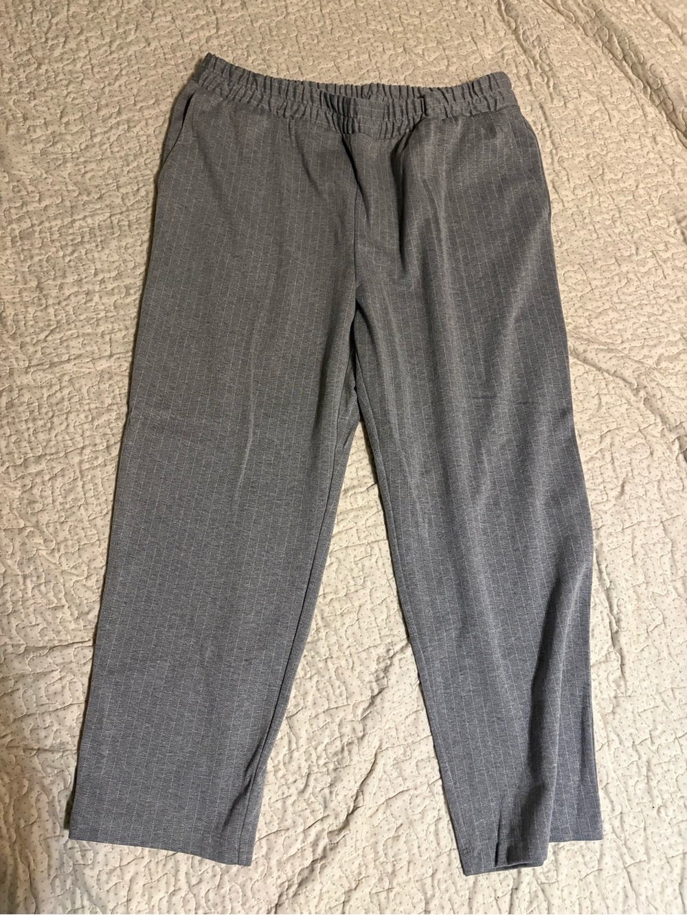 a new day Gray Pinstripe Elastic-Waist Dress Pants